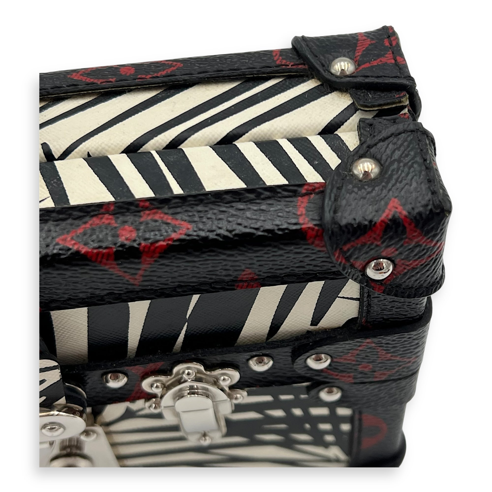 Trunk Shoulder Bag Palm Nour Cruise in Monogram Coated Canvas, Silver hardware - Image 9