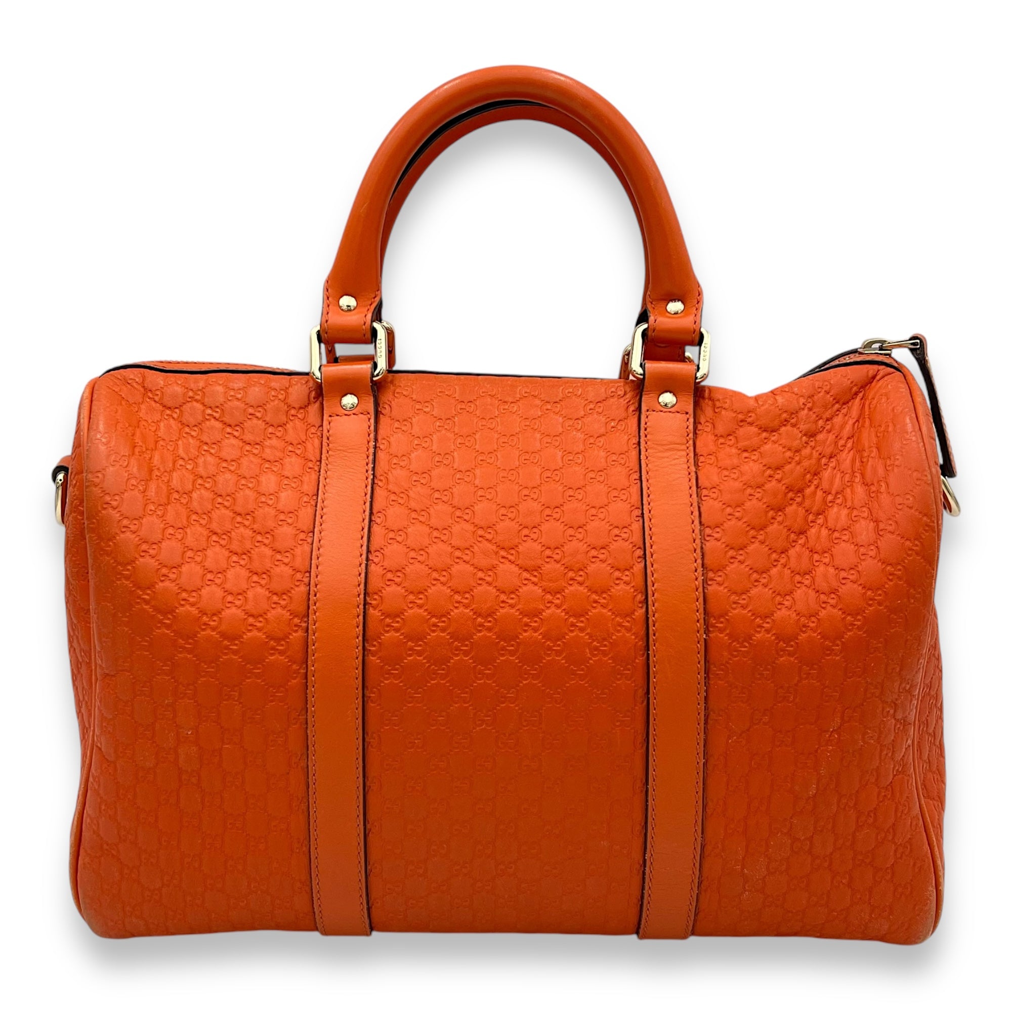 Boston Top Handle Bag Orange in Guccissima Leather, Gold hardware - Image 3