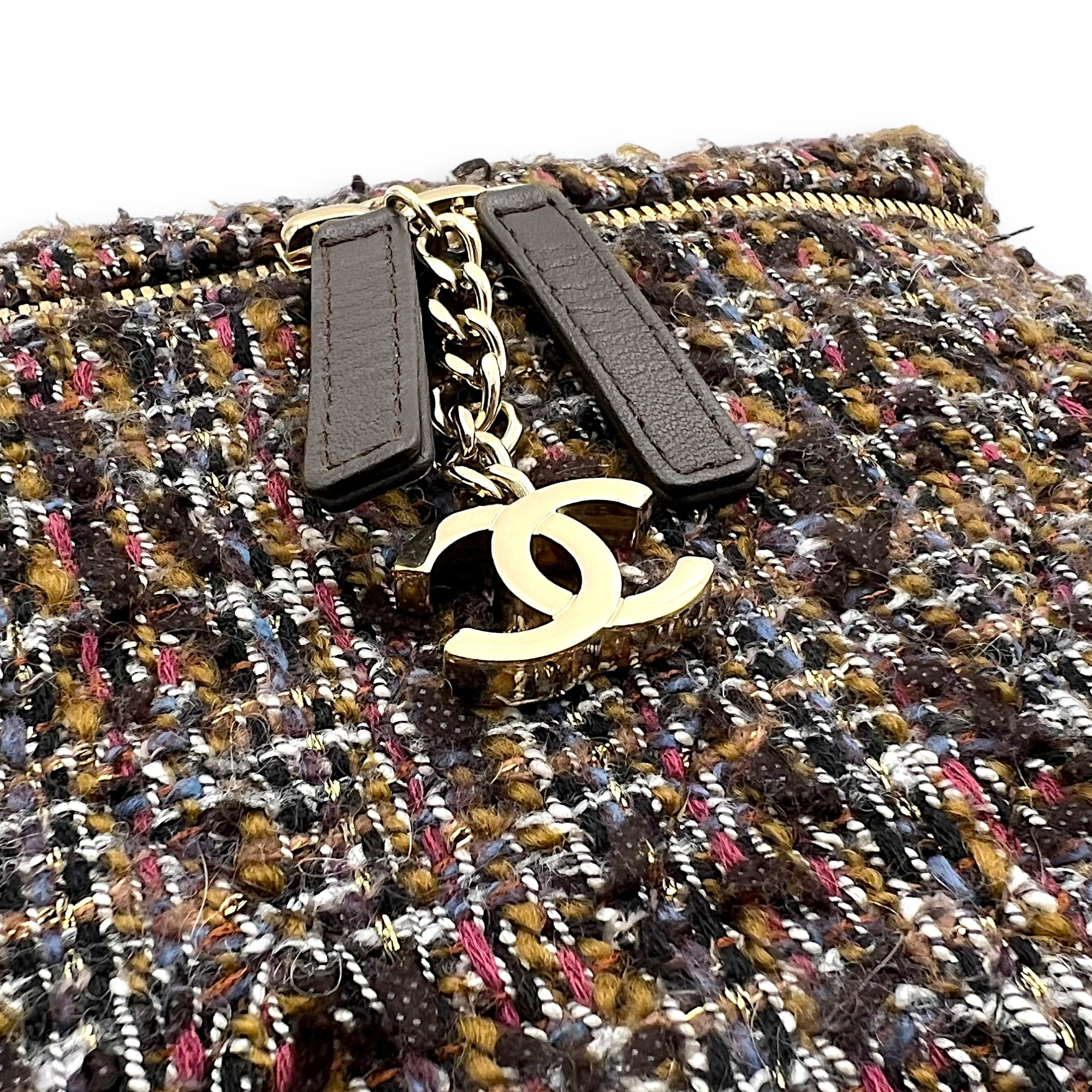 Vanity Case Wood Multi-colour Top Handle Bag in Tweed, Gold hardware - Image 10