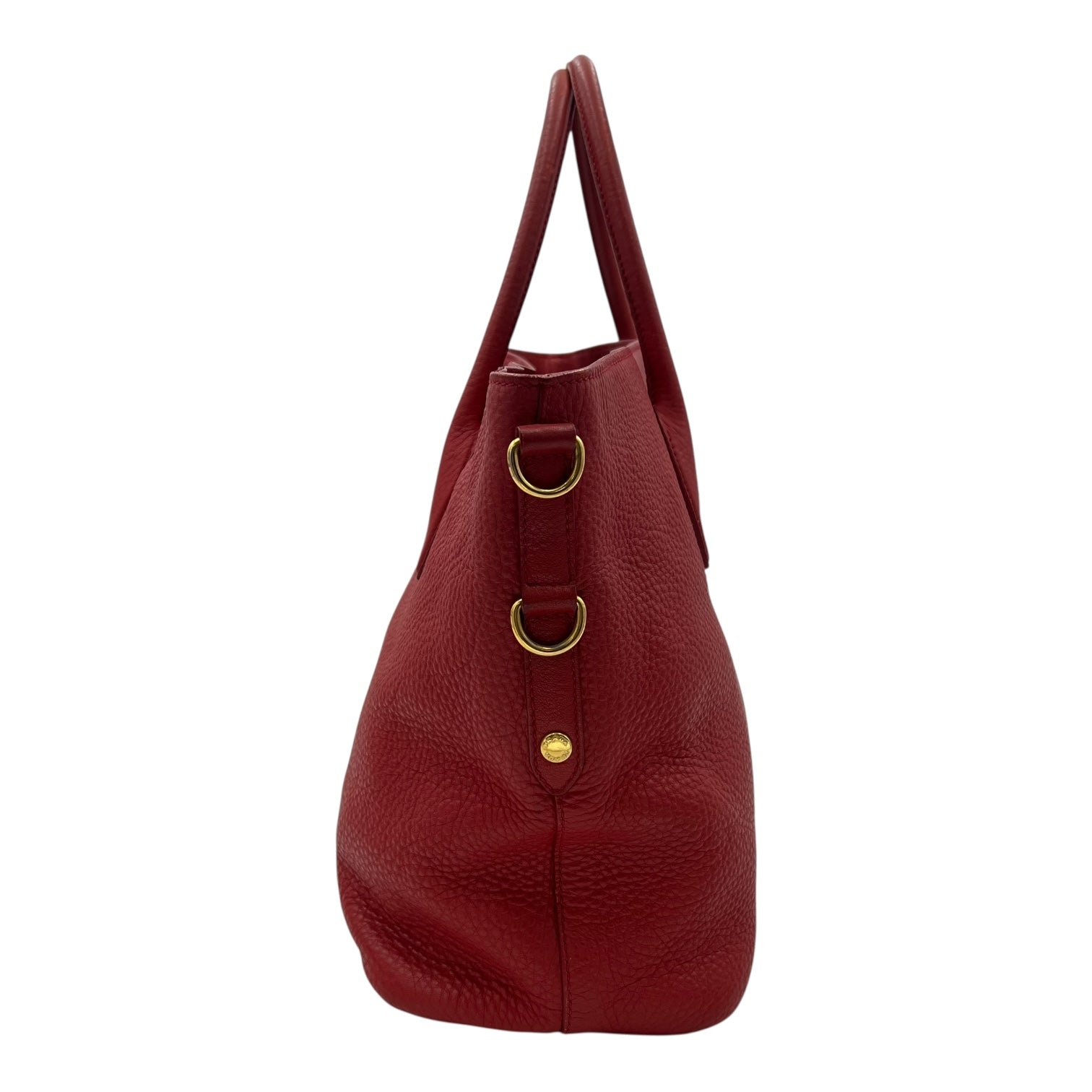 Logo Top Handle Bag Red in Calfskin, Gold hardware - Image 4