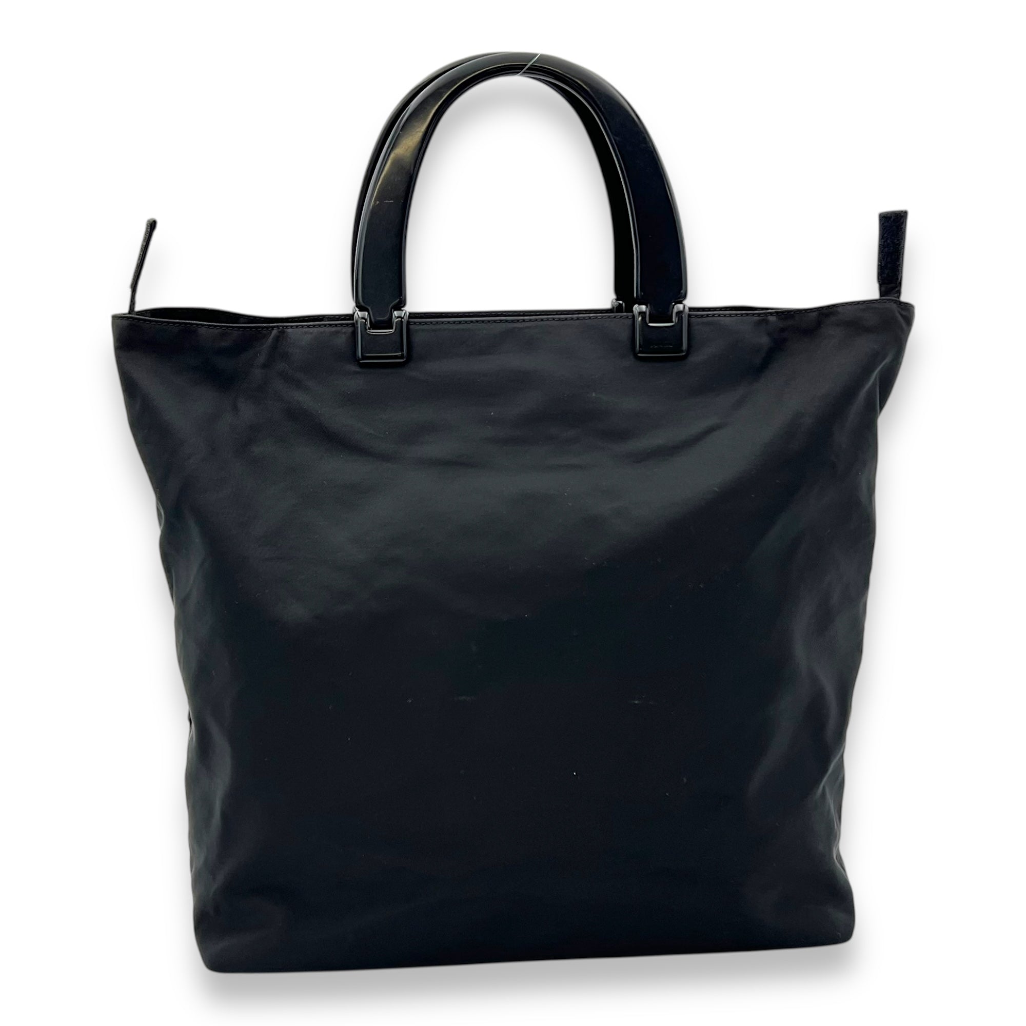 Logo Top Handle Bag Black in Nylon, Silver hardware - Image 9