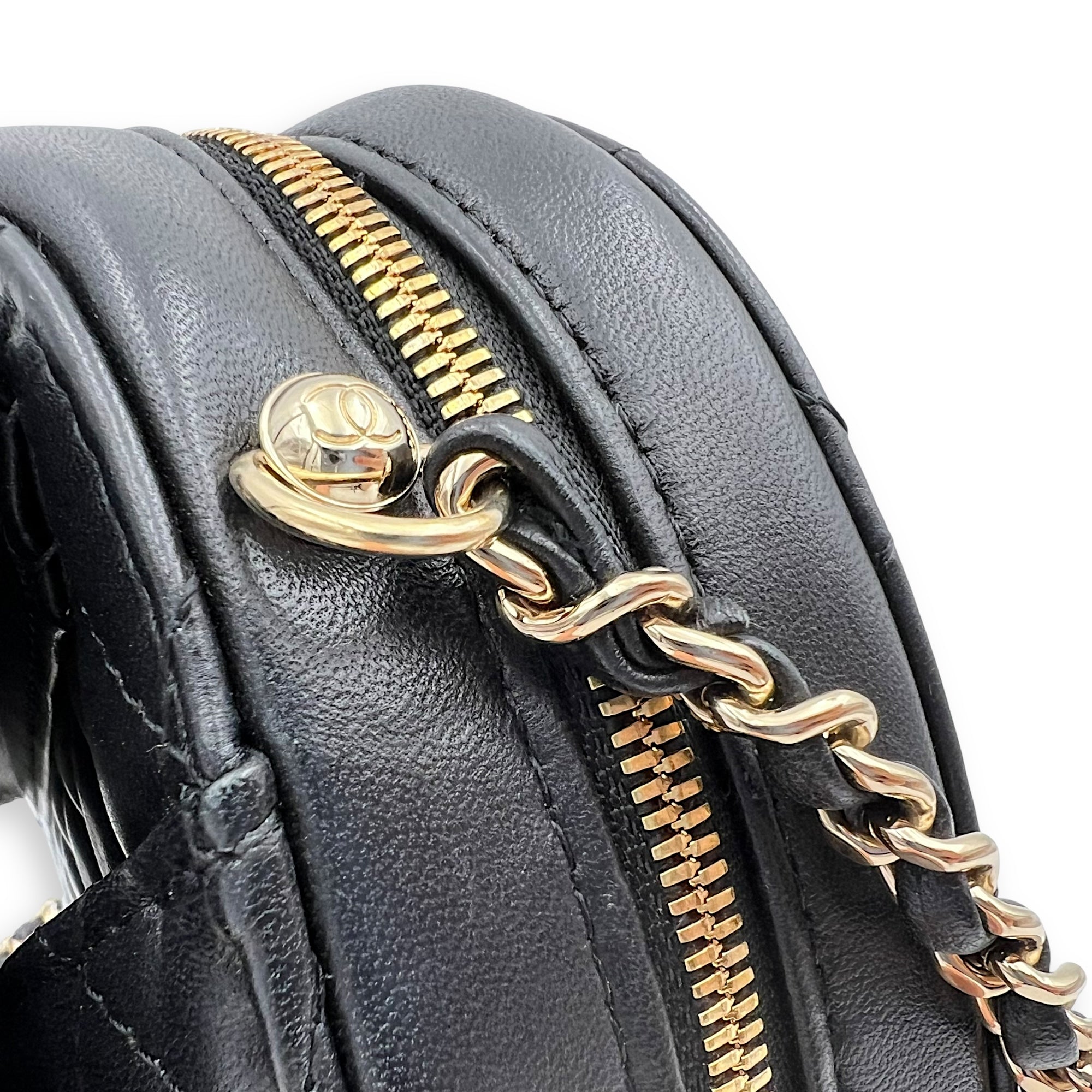Heart Crossbody Bag Black in Lambskin, Gold hardware - Image 13