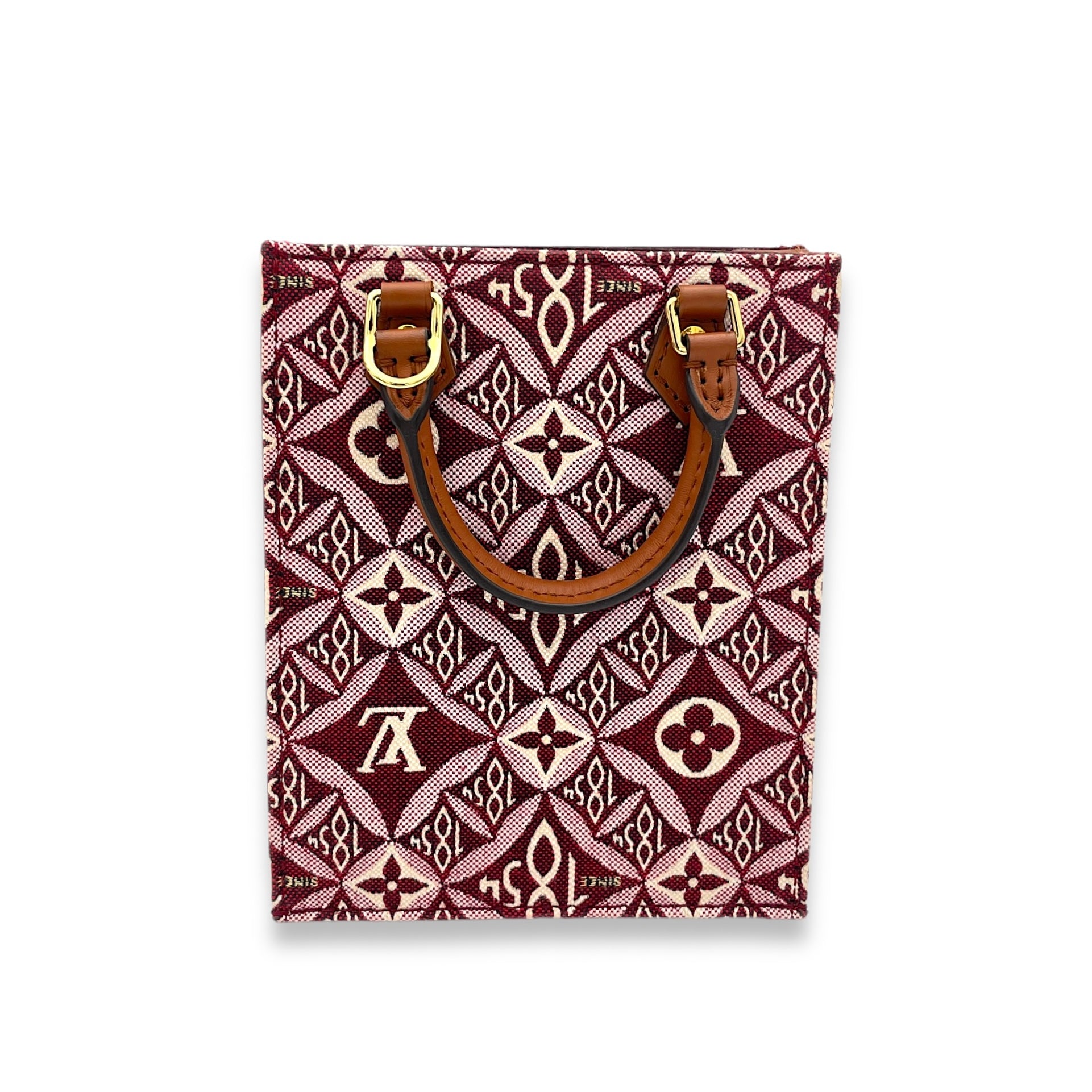 Since 1854 Sac Plat Petite Red Top Handle Bag in Canvas, Gold hardware - Image 3