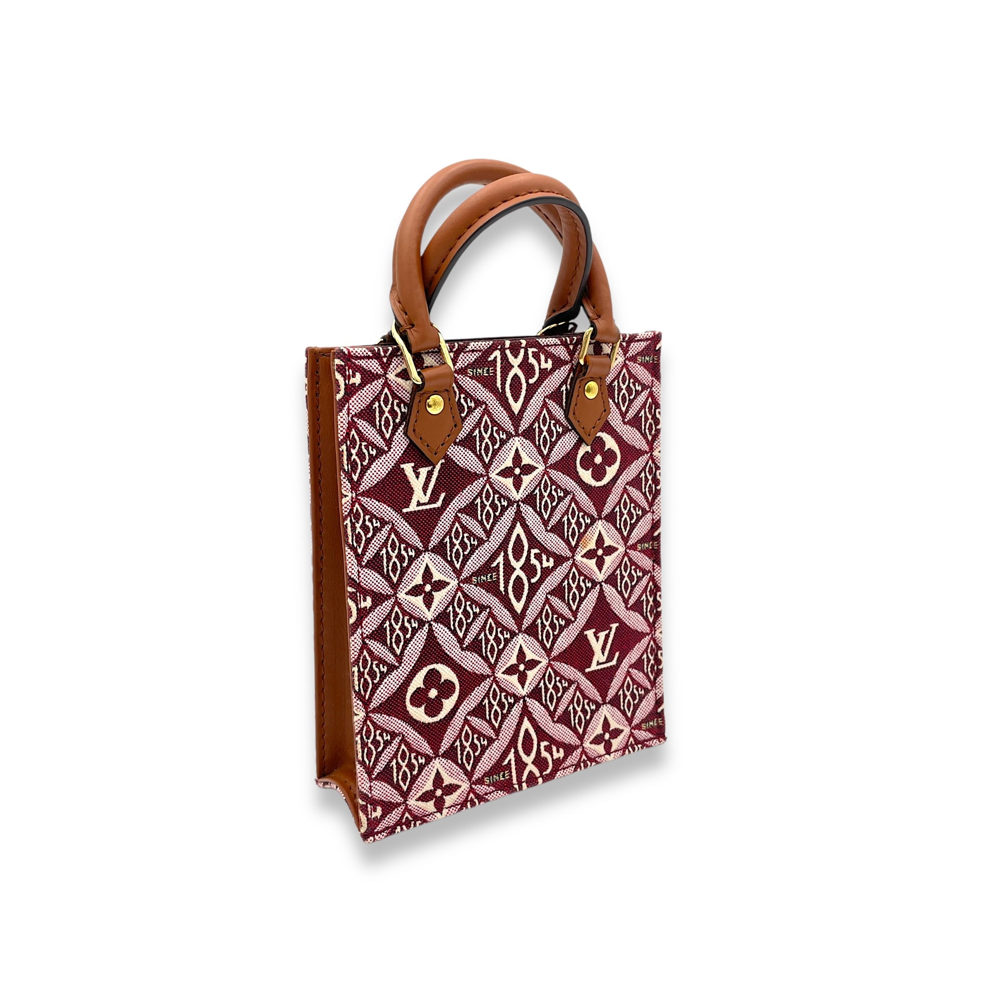 Since 1854 Sac Plat Petite Red Top Handle Bag in Canvas, Gold hardware - Image 4