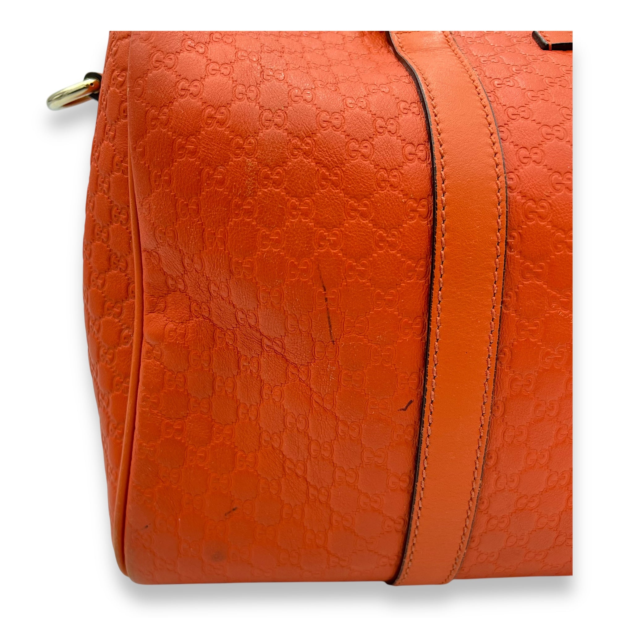 Boston Top Handle Bag Orange in Guccissima Leather, Gold hardware - Image 11
