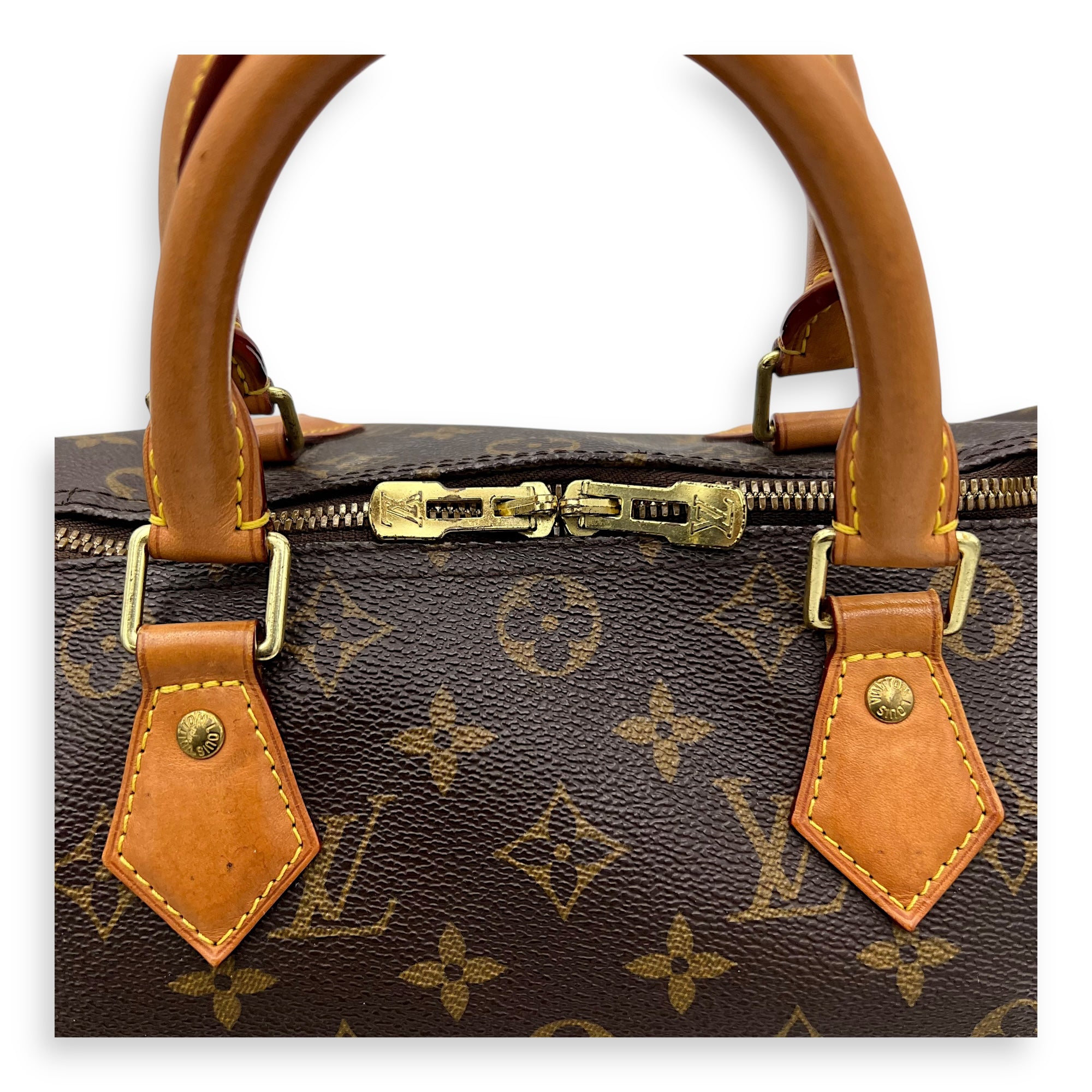 Speedy Bandouliere Top Handle Bag 30 Brown in Monogram Coated Canvas, Gold hardware - Image 10
