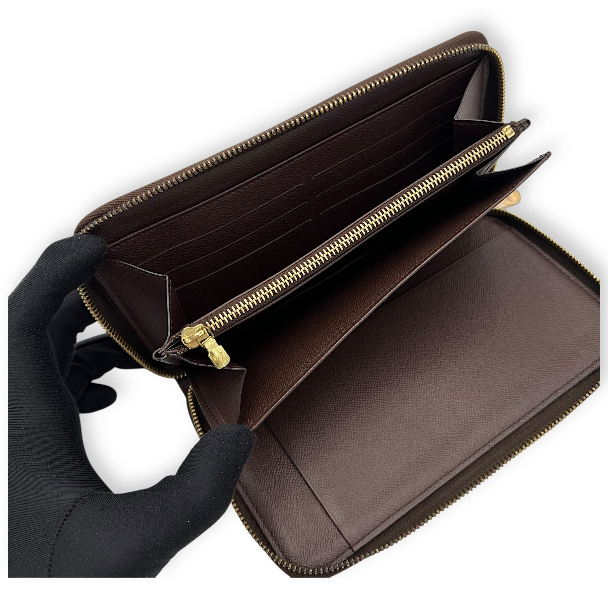 Zippy Organiser Damier Ebene Wallet in Coated Canvas, Gold hardware - Image 15