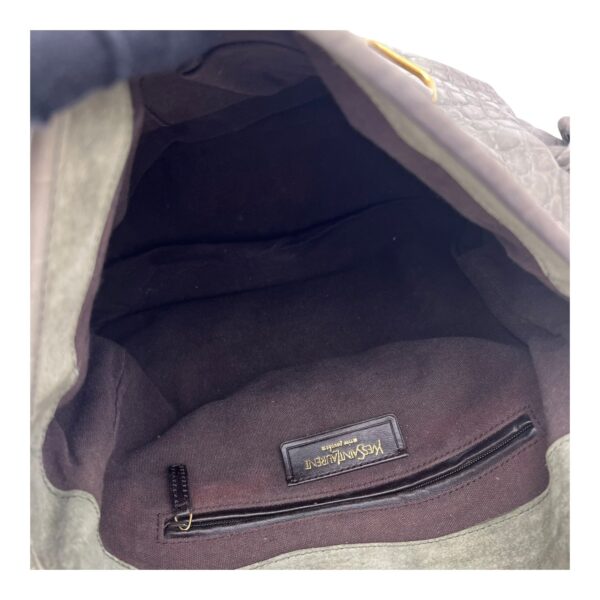 Besace Shoulder Bag Grey in Crocodile Embossed Calfskin, Gold hardware - Image 7