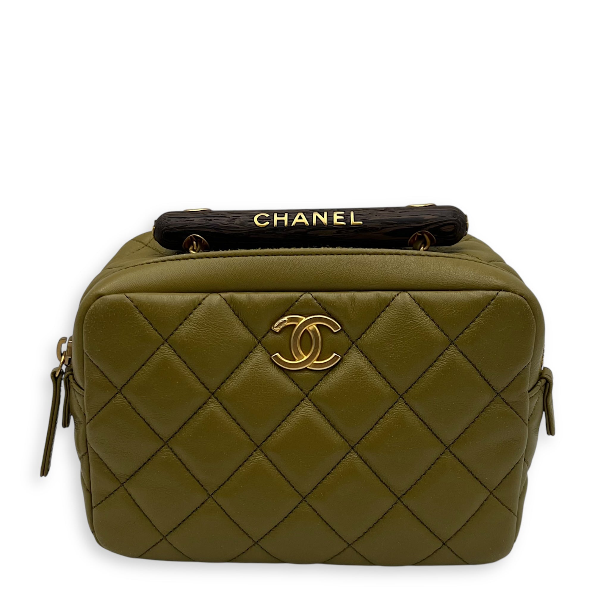 Wenge Wood Green Crossbody Bag in Lambskin, Gold hardware