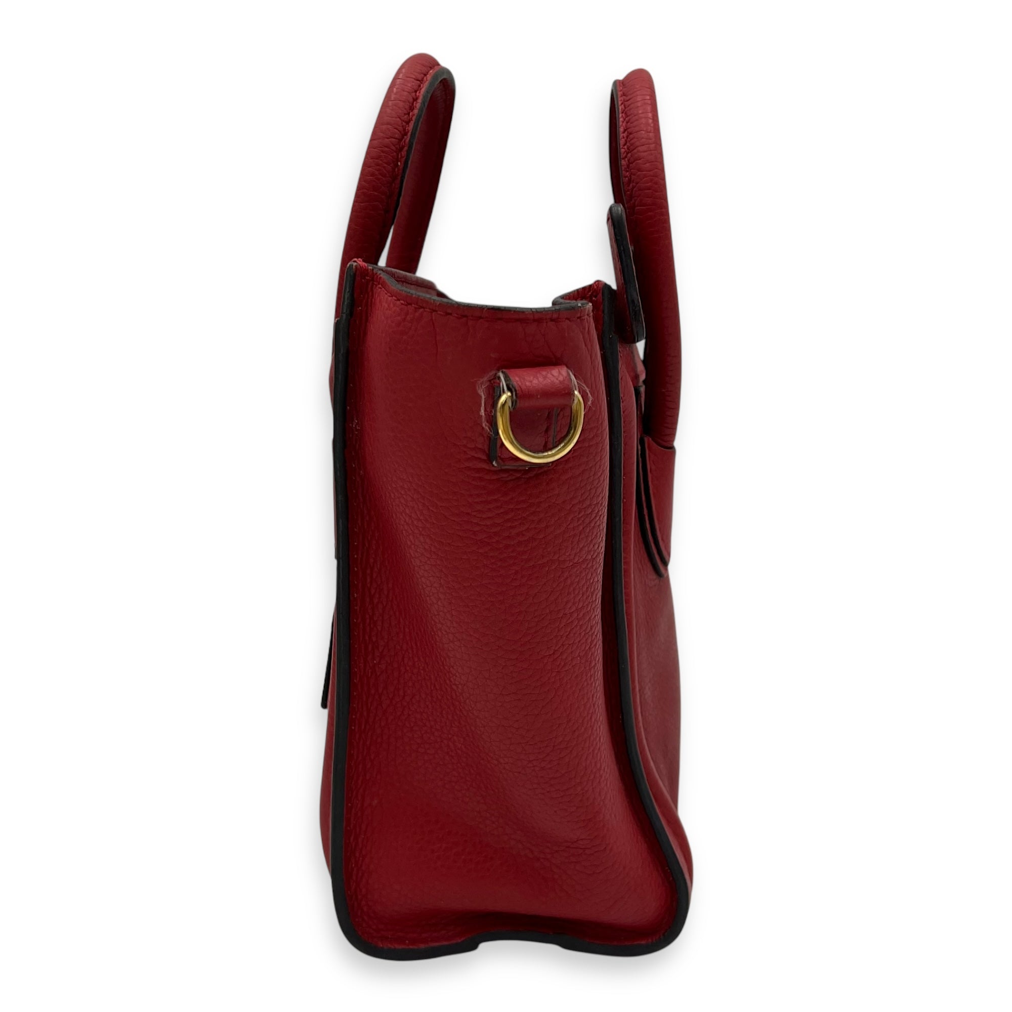 Luggage Nano Red Top Handle Bag in Calfskin, Gold hardware - Image 4