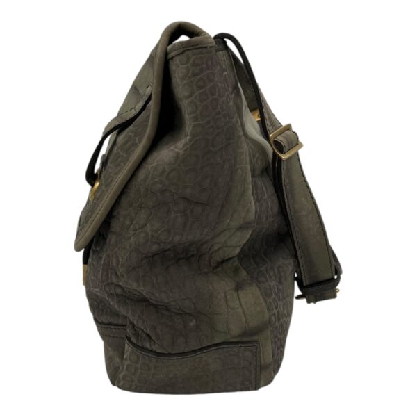 Besace Shoulder Bag Grey in Crocodile Embossed Calfskin, Gold hardware - Image 4