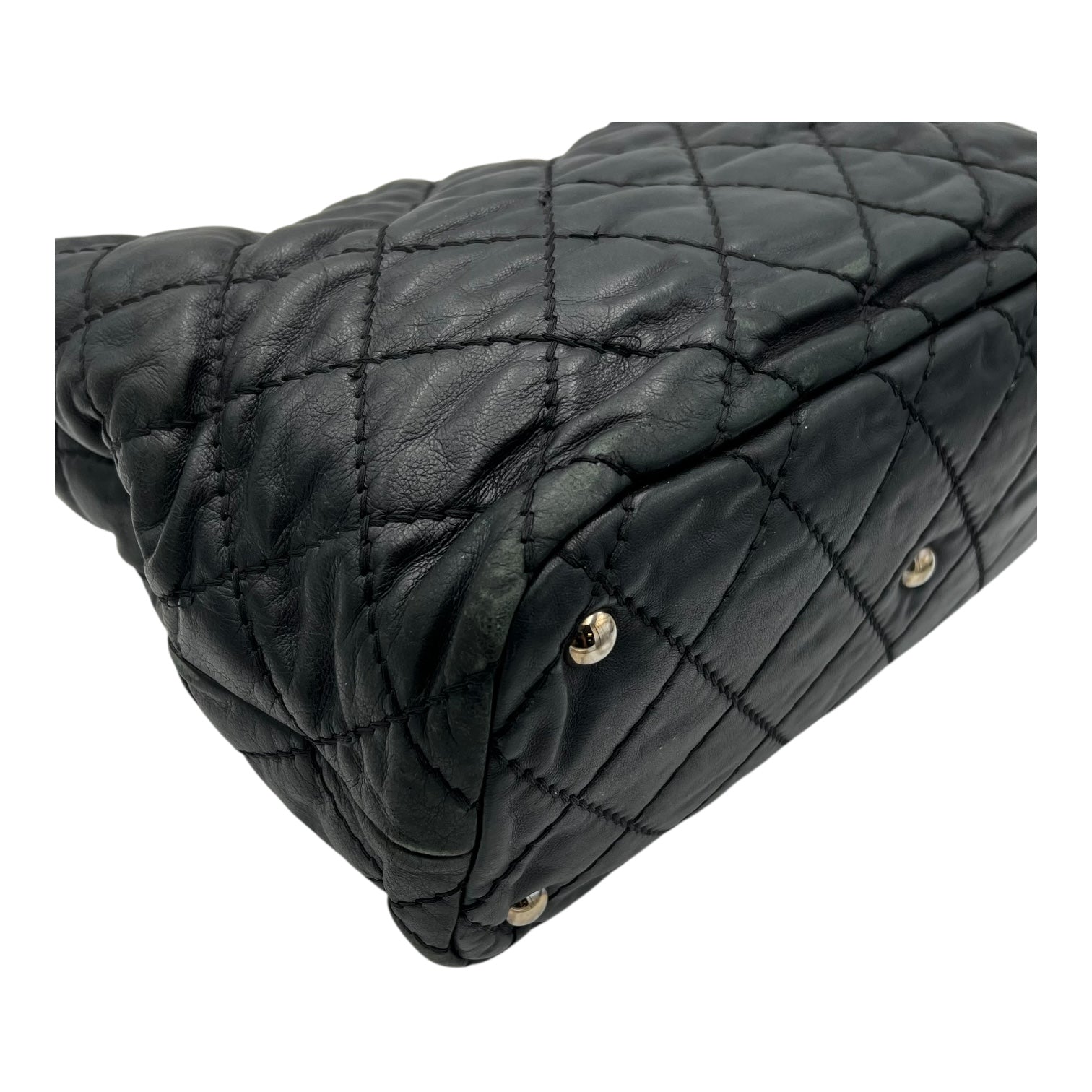 Wild stitch Tote Bag Blue in Linen, Silver hardware - Image 13