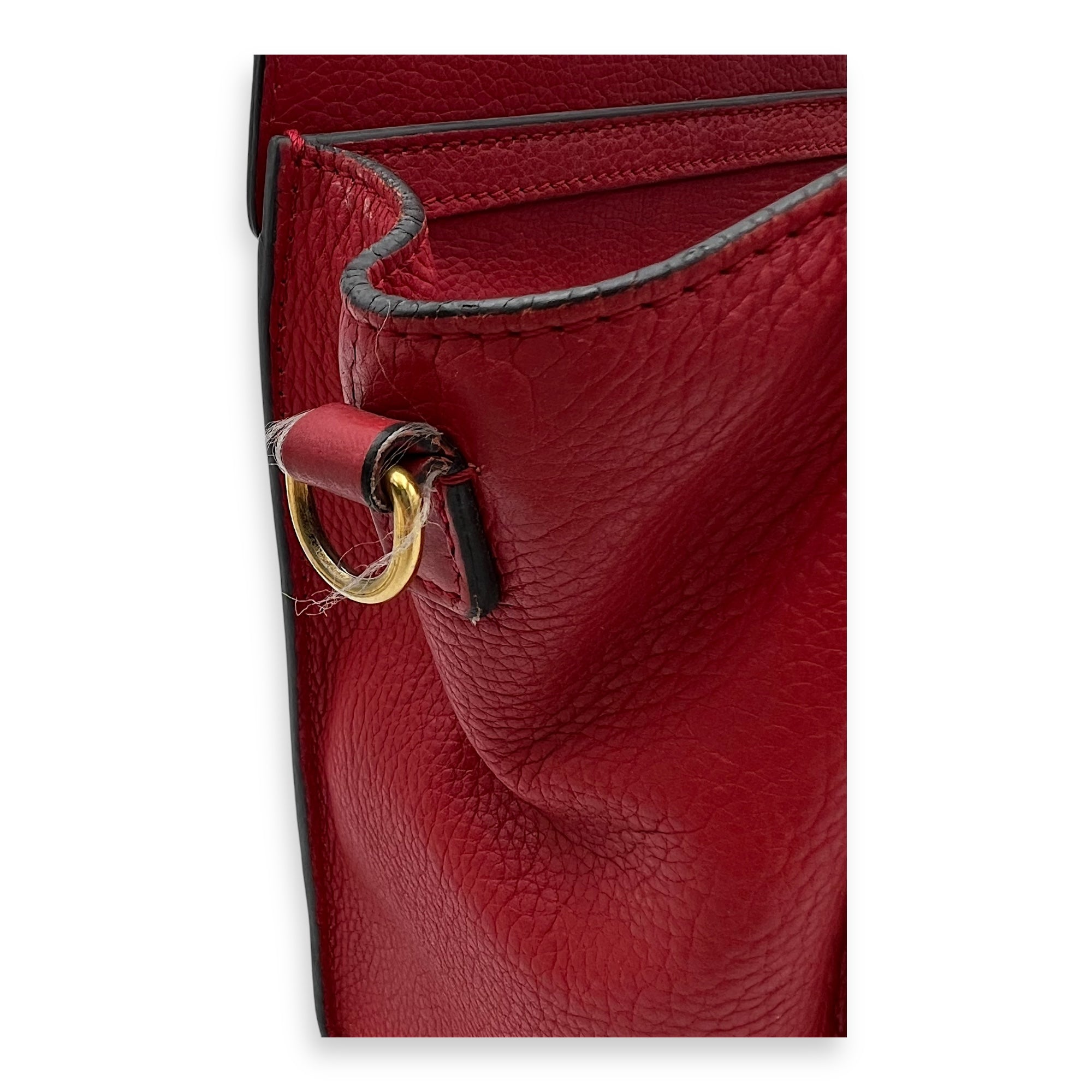 Luggage Nano Red Top Handle Bag in Calfskin, Gold hardware - Image 13