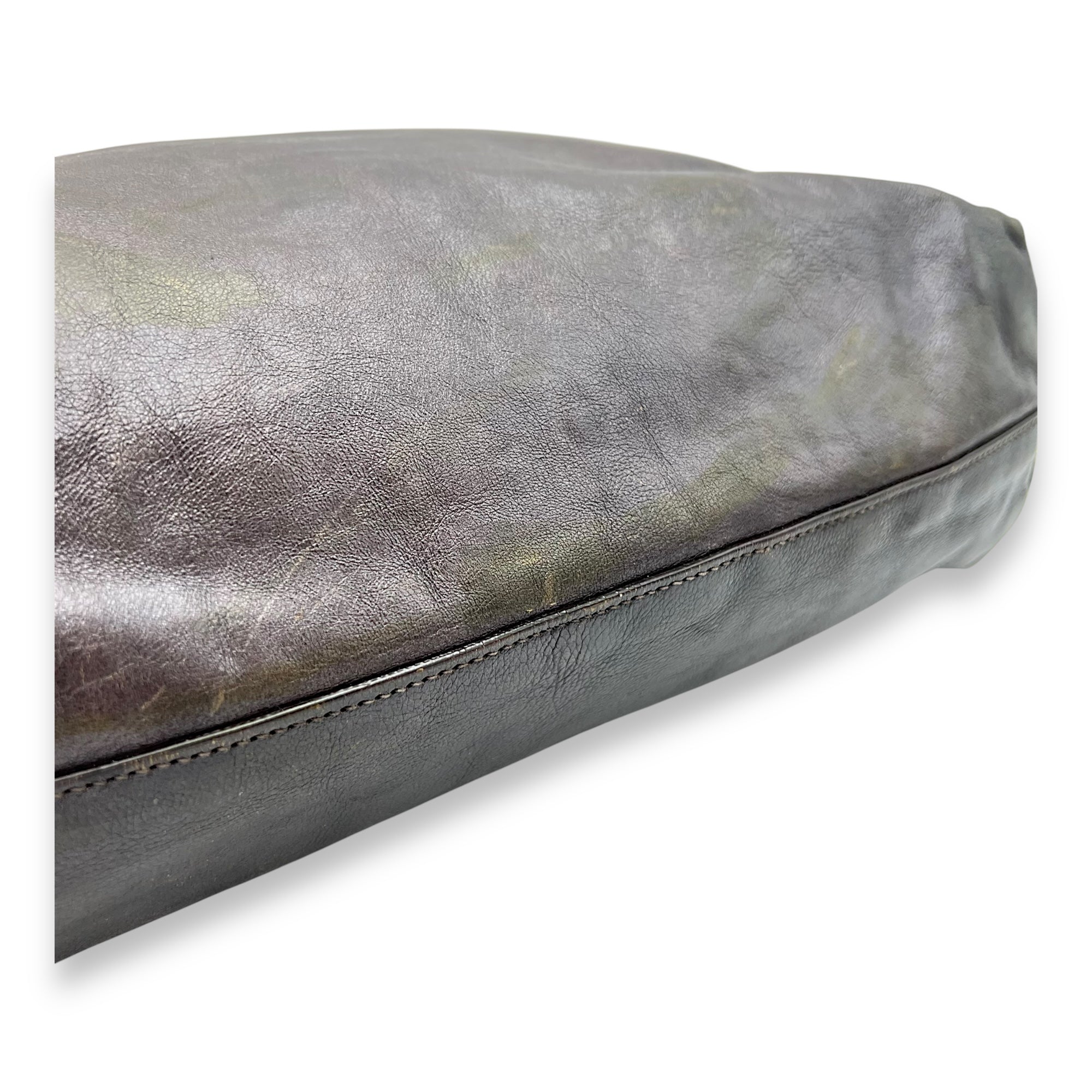 Vitello Shine Brown Tote Bag in Calfskin, Silver hardware - Image 10