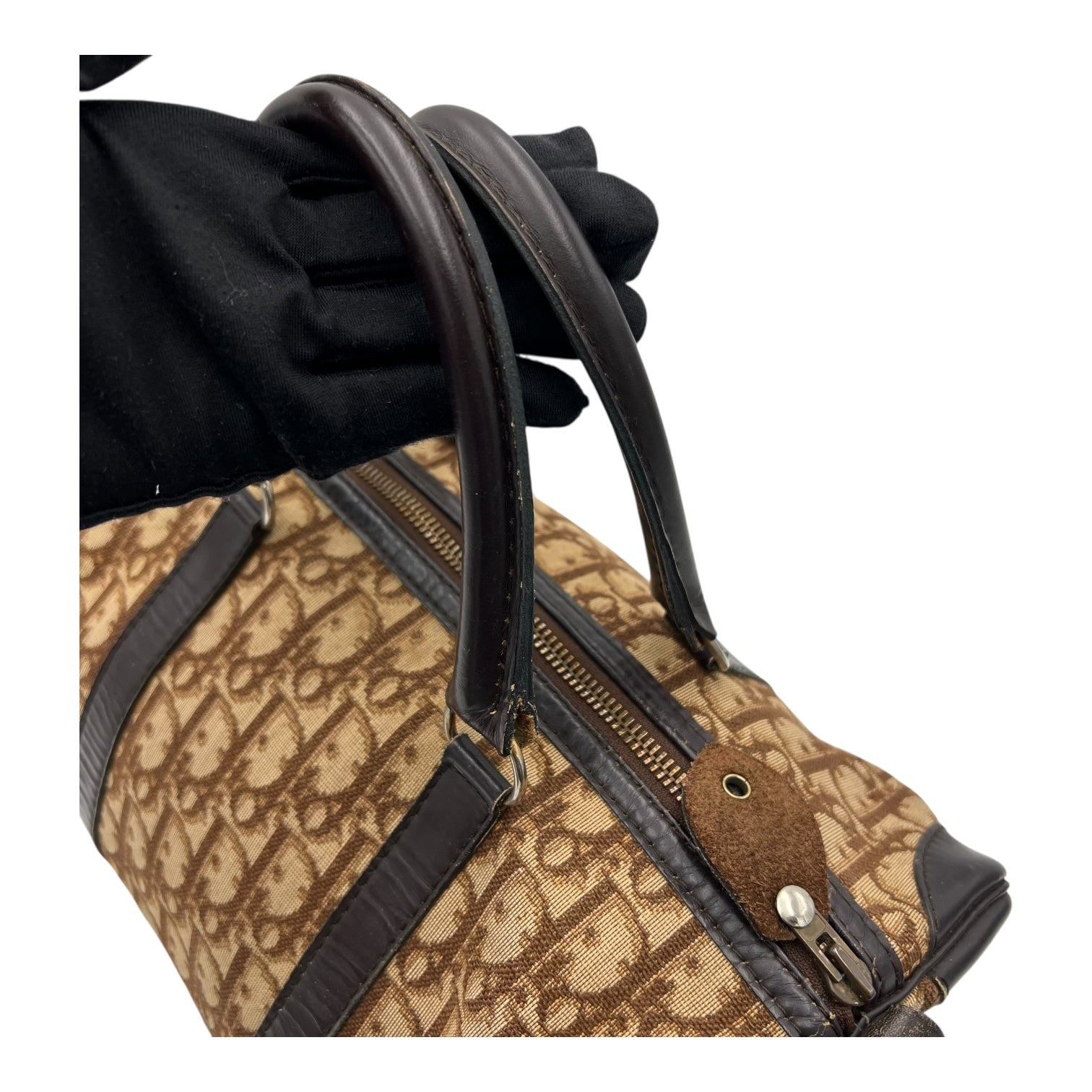 Trotteur Top Handle Bag Brown in Coated Canvas, Silver hardware - Image 13