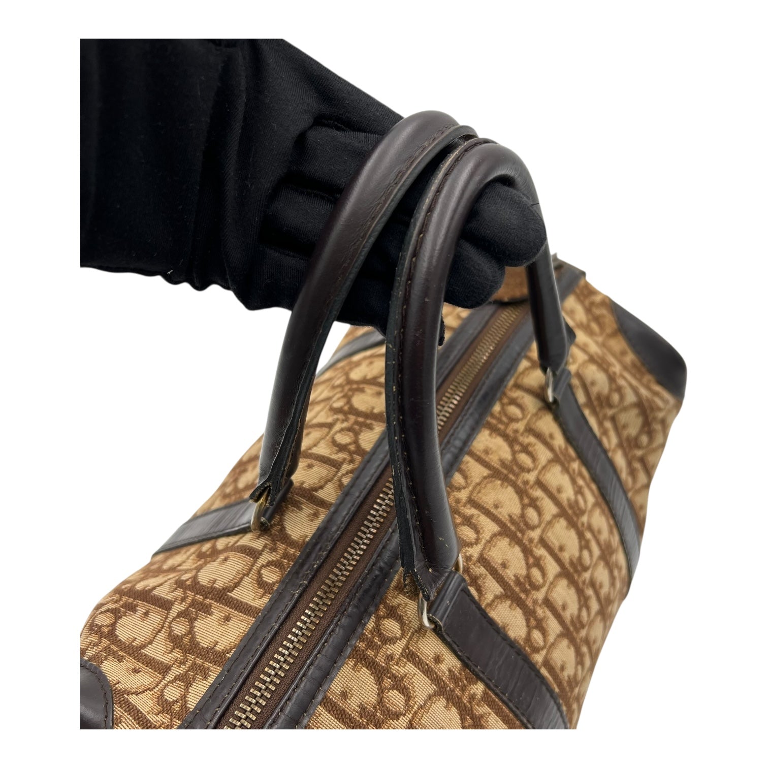 Trotteur Top Handle Bag Brown in Coated Canvas, Silver hardware - Image 12