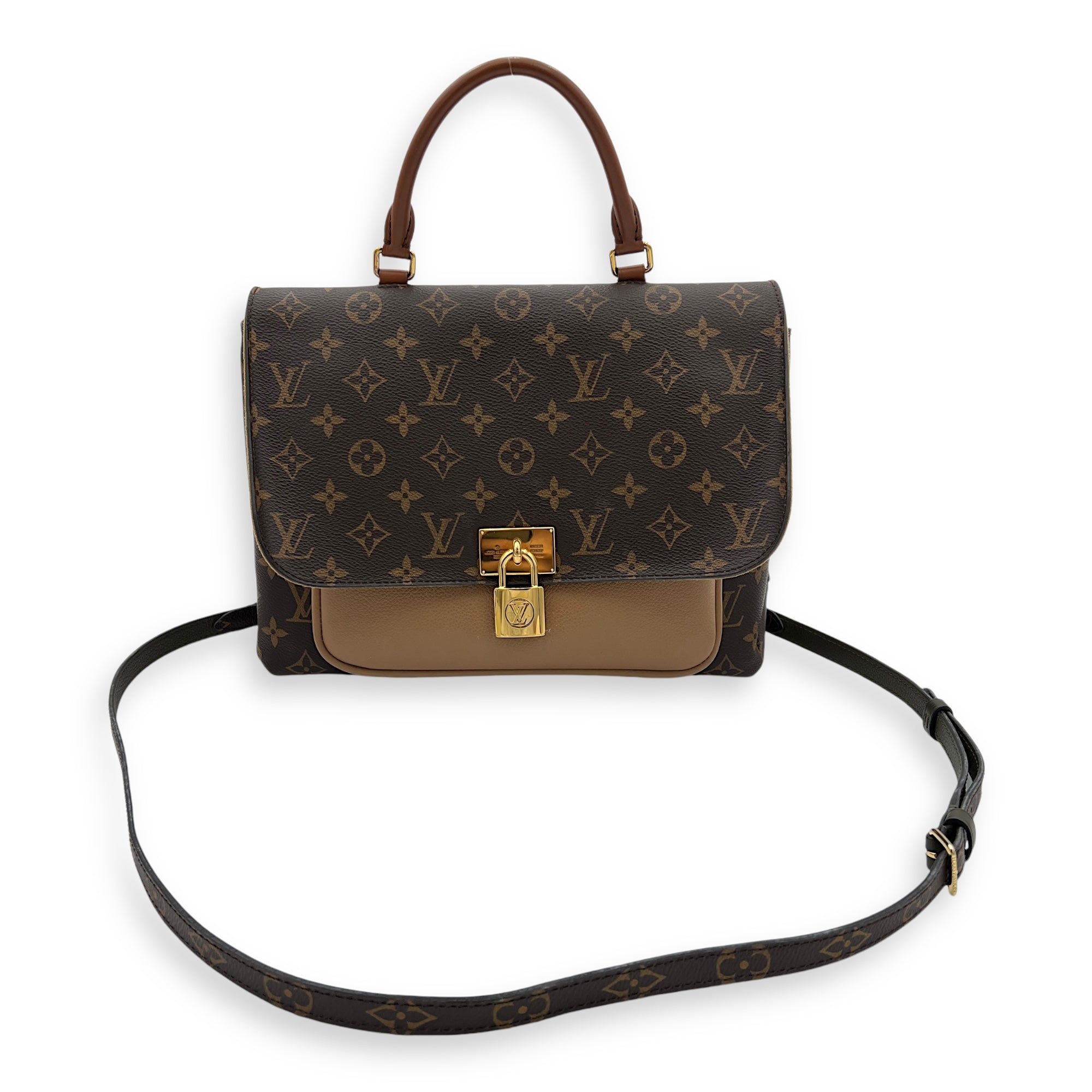 Marignan Top Handle Bag Brown in Monogram Coated Canvas, Gold hardware - Image 13