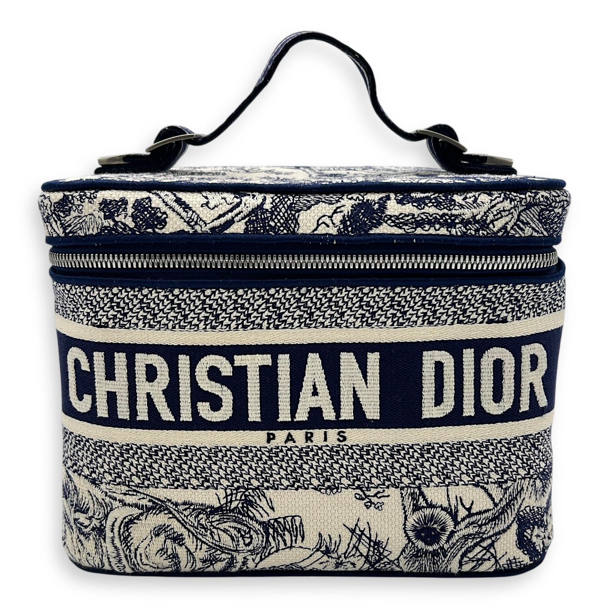 Vanity Top Handle Bag Blue in Jacquard, Gold hardware