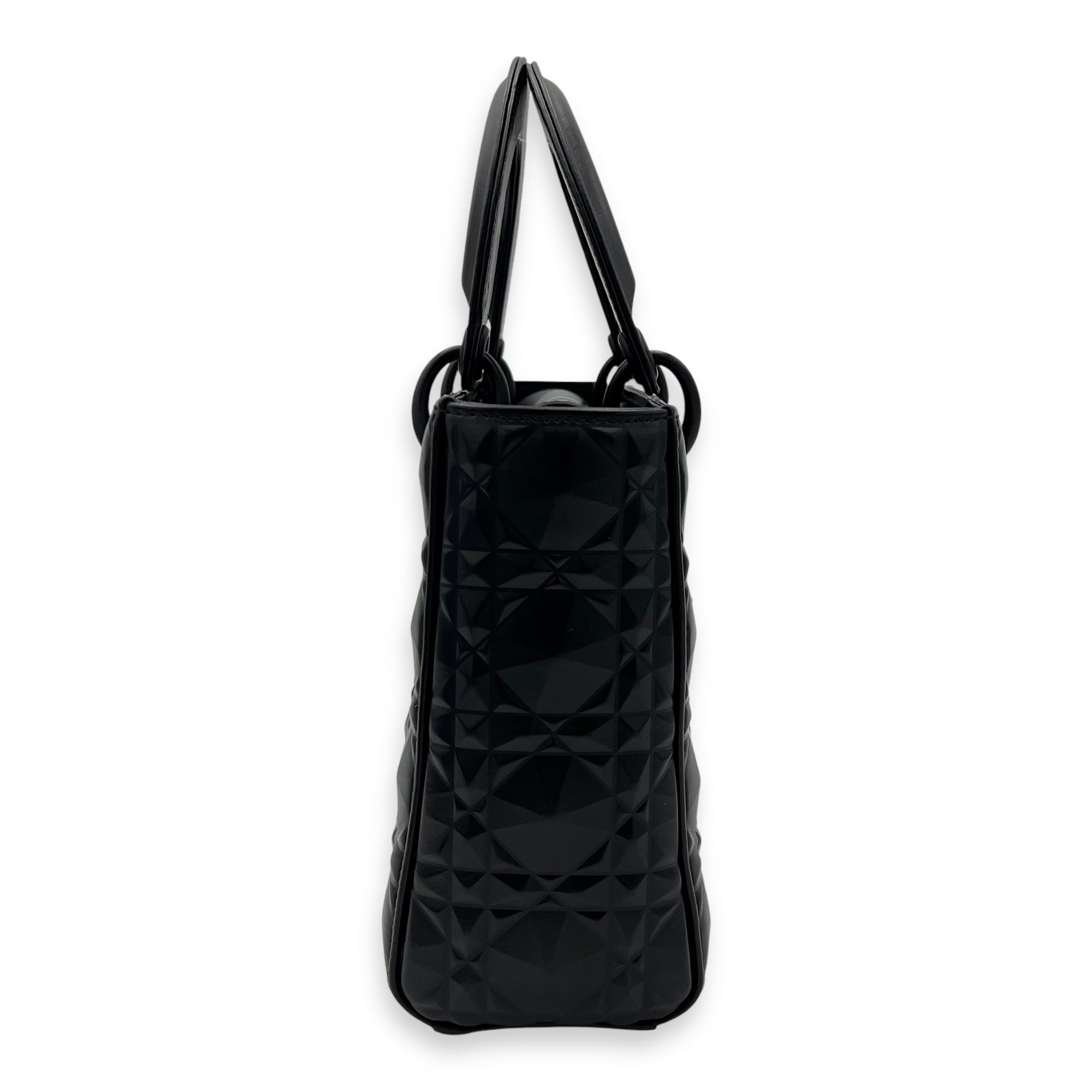 Lady Dior Small Black Top Handle Bag in Calfskin, Ultramatte hardware - Image 4