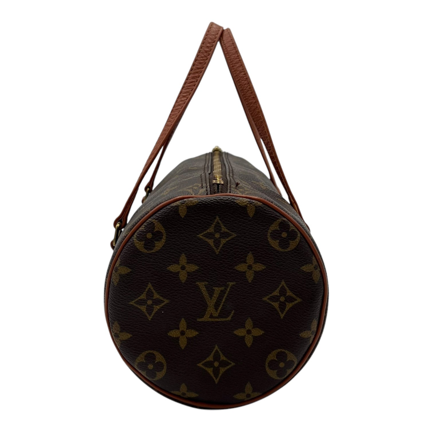 Papillon Top Handle Bag 26 Brown in Monogram Coated Canvas, Gold hardware - Image 4