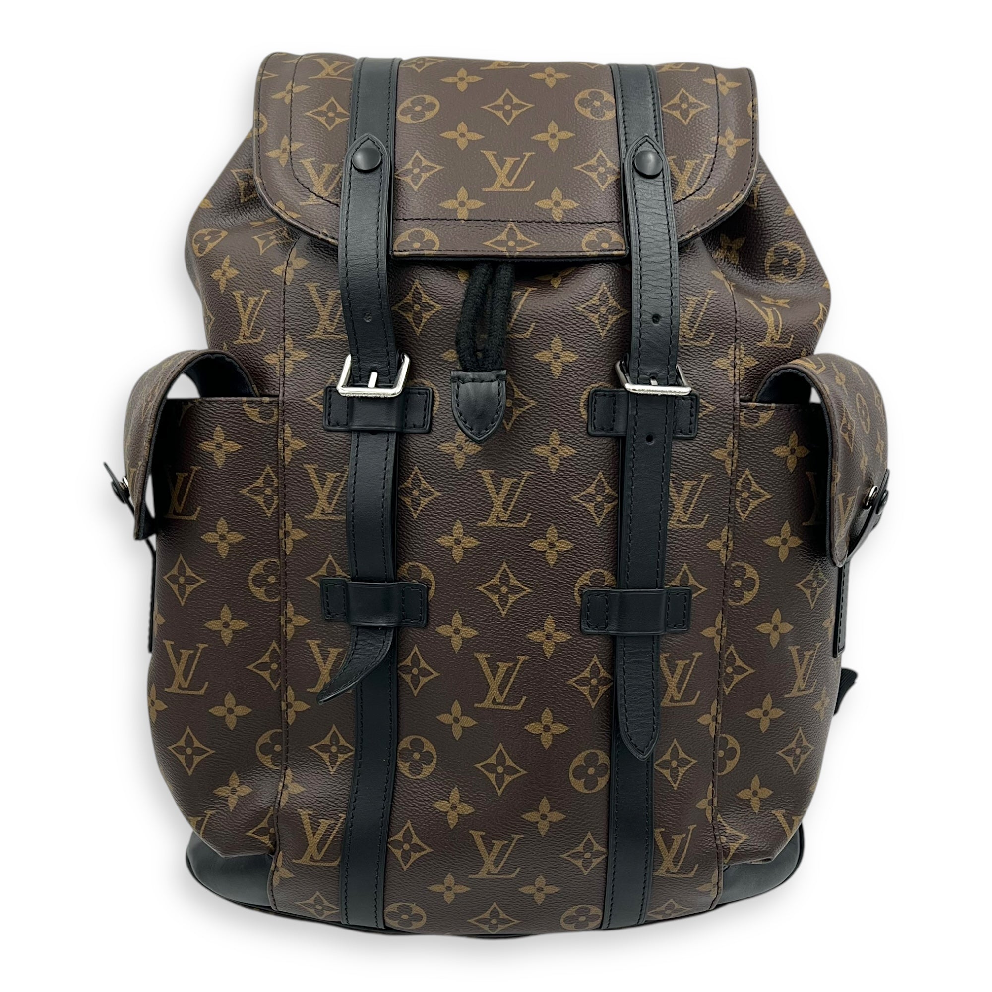 Christopher Backpack Brown in Monogram Coated Canvas, Silver hardware