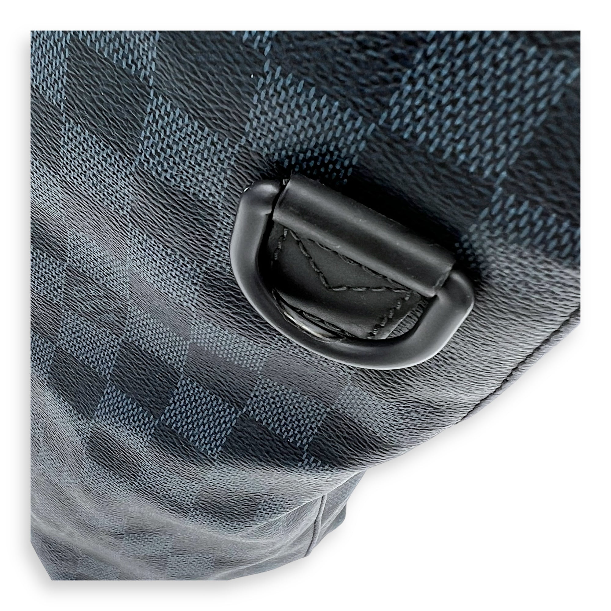 North South Tote Damier Top Handle Bag Blue in Coated Canvas, black hardware - Image 9