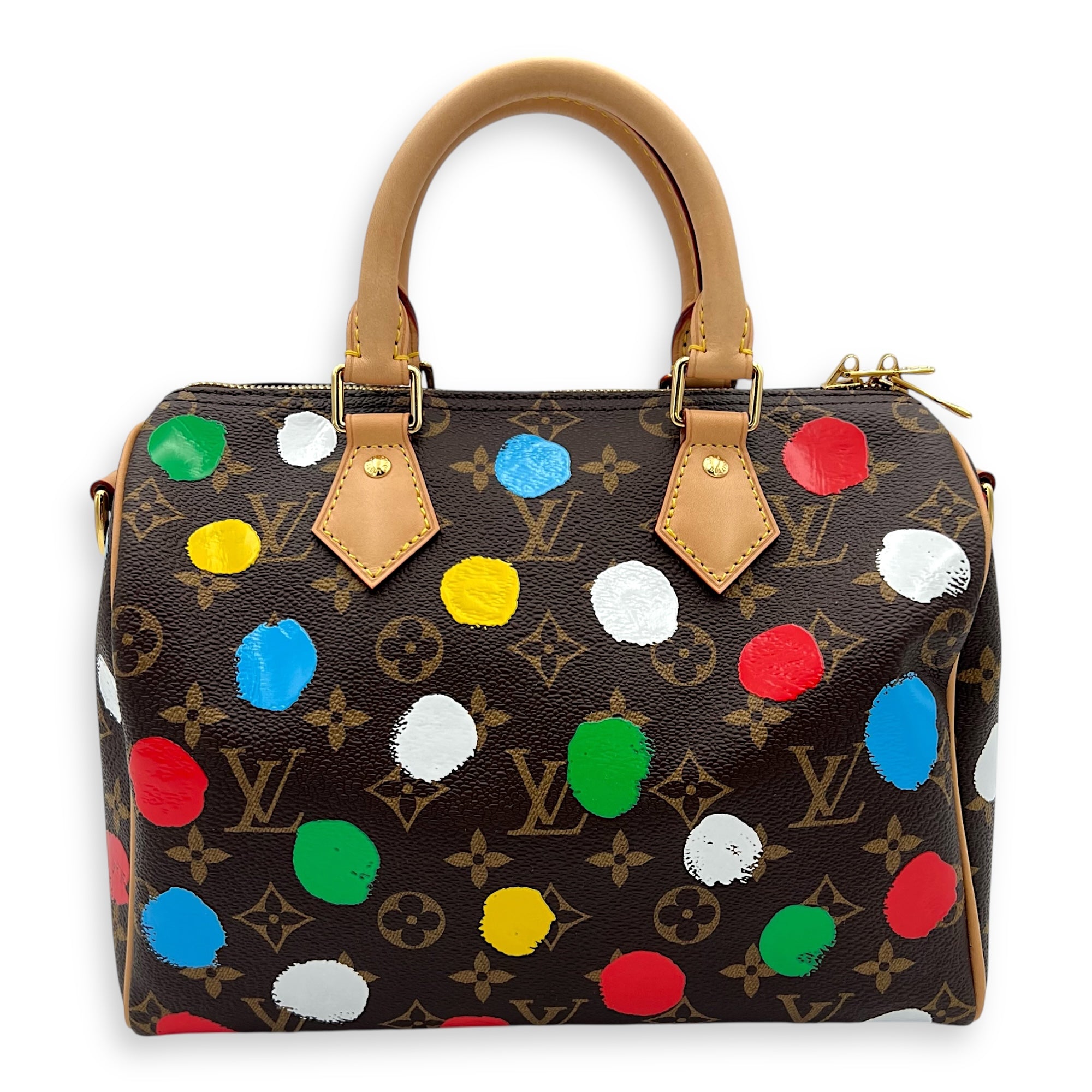 X Yayoi Kusama 25 Multi-colour Top Handle Bag in Monogram Coated Canvas, Gold hardware
